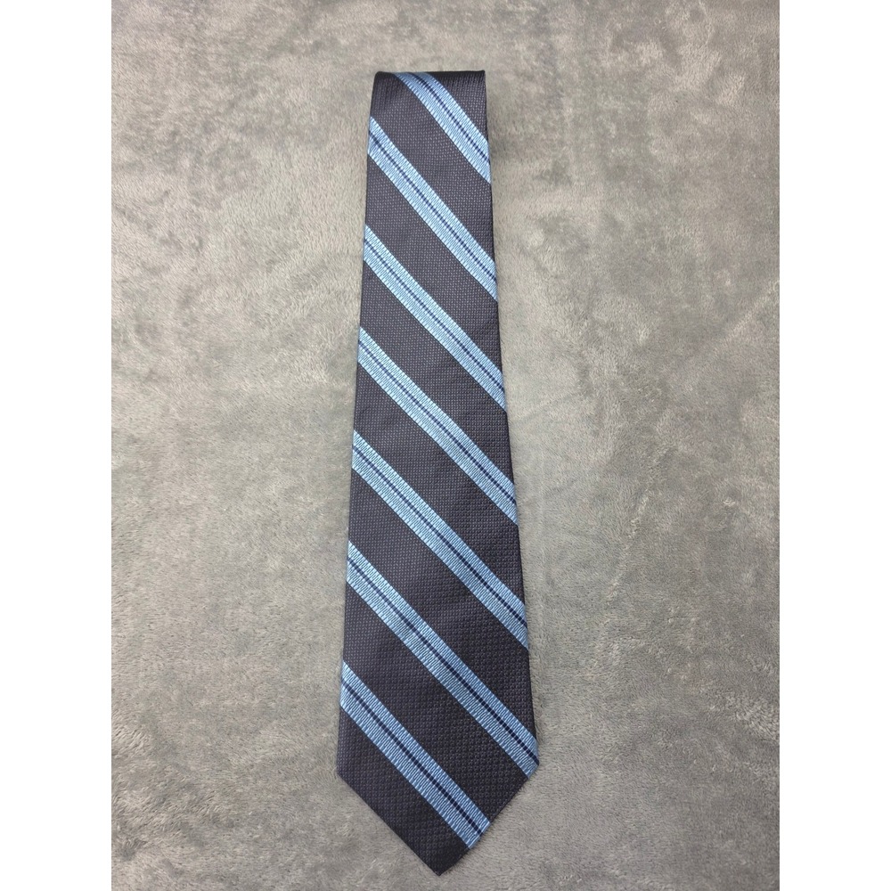 Van Heusen Mens Silk Blend Necktie Blue Navy Diagonal Striped Formal Dress Tie